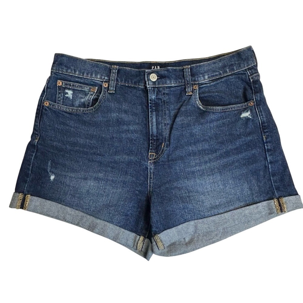 Gap Denim Hi-Rise 4"‎ Denim Jean Shorts Distressed Size 31 Blue Pockets